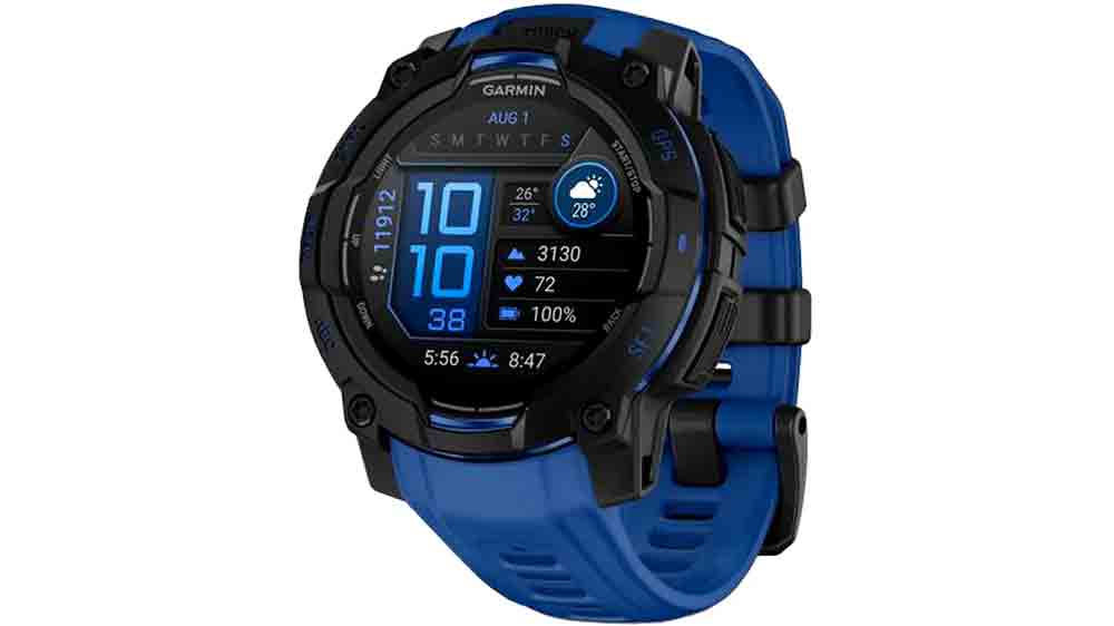 Chytré hodinky Garmin Instinct 3 – 45 mm, Black s řemínkem Bolt Blue / Black