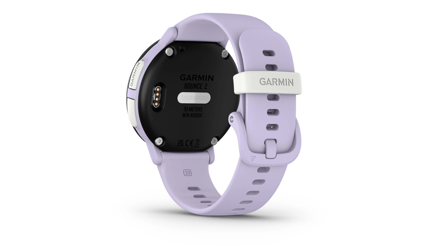 Zadní strana dětských hodinek Garmin Bounce 2