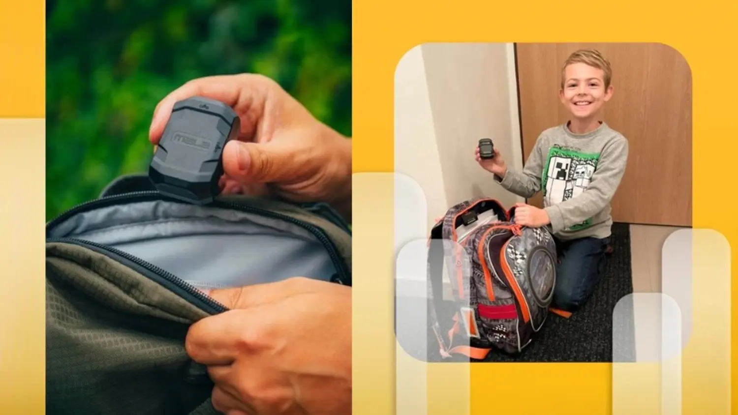 D&iacute;tě si d&aacute;v&aacute; GPS lok&aacute;tor Mala do batohu