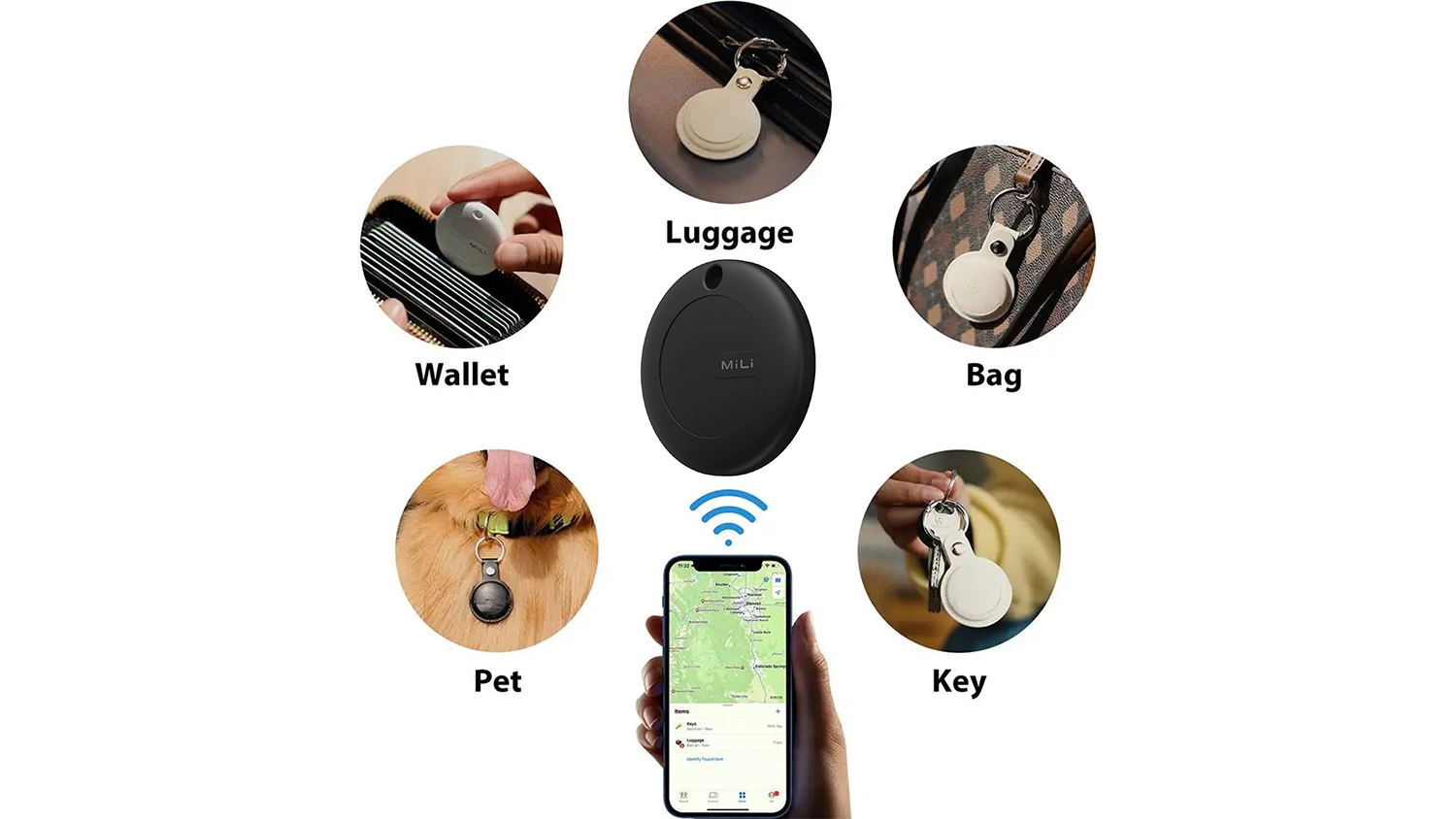 GPS lok&aacute;tor MiTag připevněn&yacute; na věcech