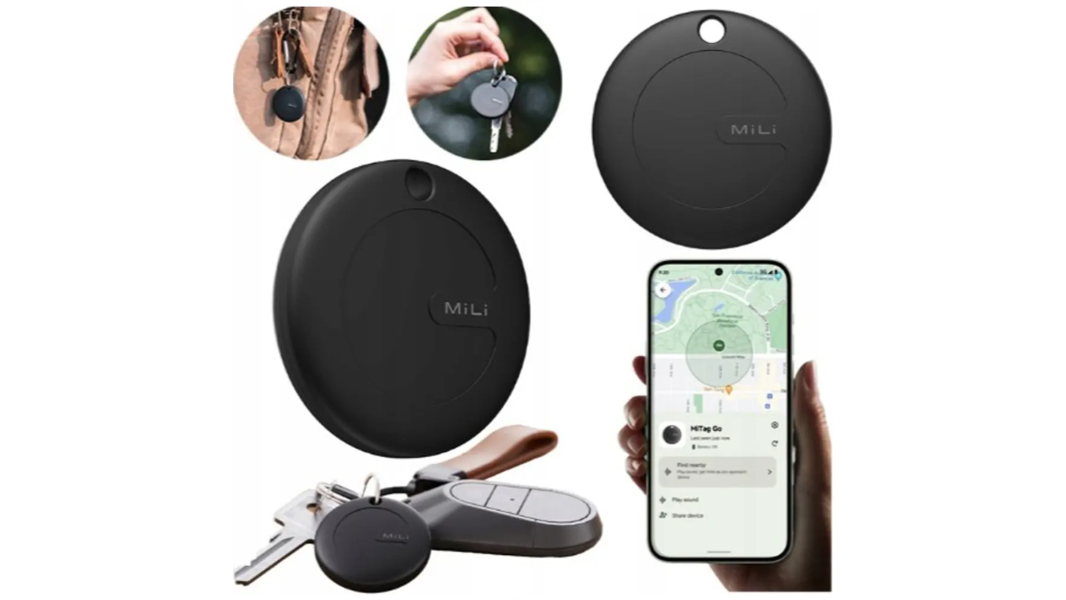 GPS lok&aacute;tor MiTag DUO připevněn&yacute; na věcech