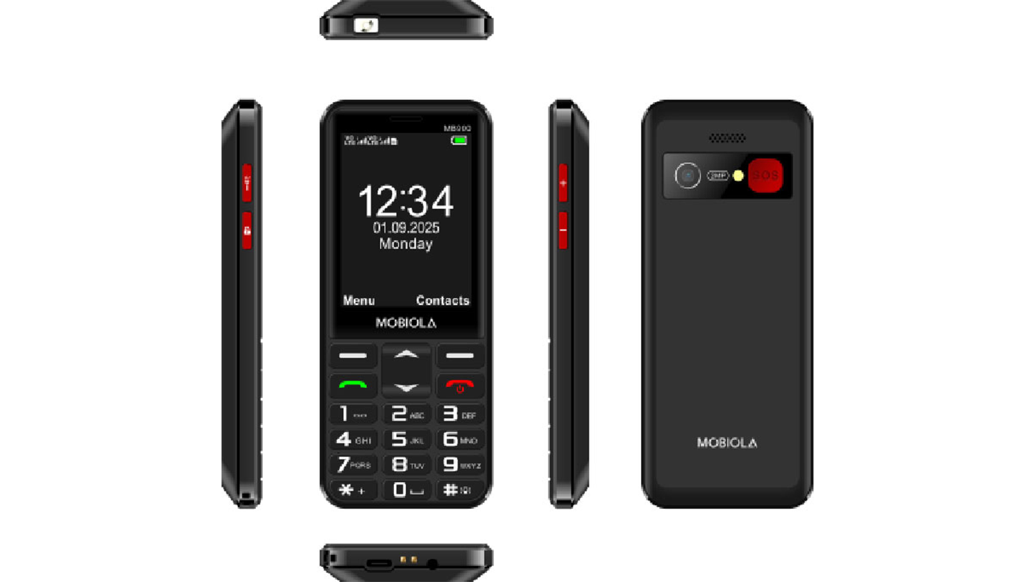 Mobilný telefón MOBIOLA MB900 4G zo všetkých uhlov pohľadu