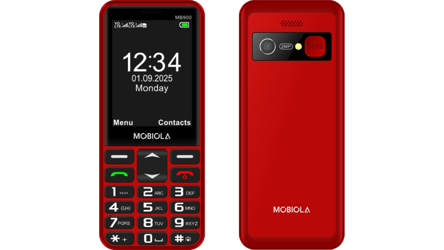 Mobilný telefón MOBIOLA MB900 4G, červený