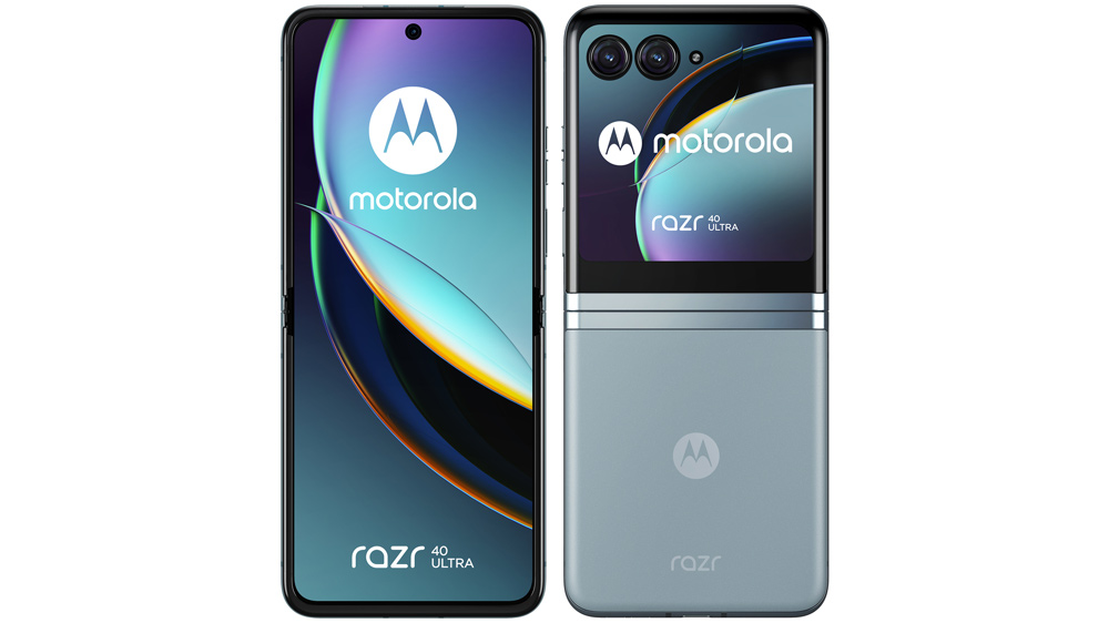 Smartphone Motorola Black v rozloženém stavu. Pohled na přední i zadní stranu.