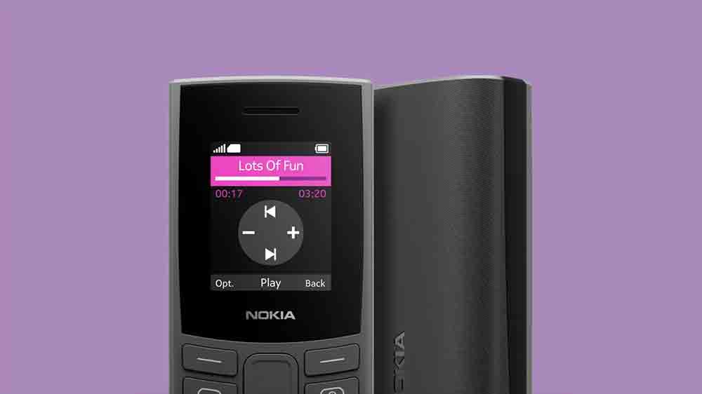 Mobilní telefon NOKIA 105 Black (2025) na fialovém pozadí_02