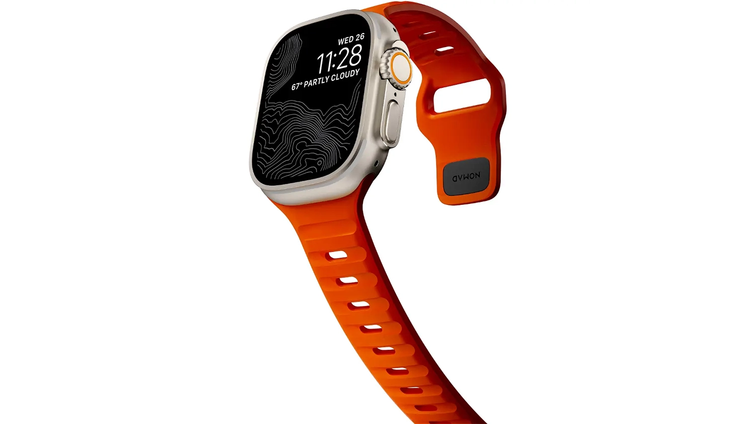 Sportovn&iacute; p&aacute;sek Nomad Sport Band Ultra Orange demonstruj&iacute;c&iacute; odolnost a ventilačn&iacute; dr&aacute;žky pro pohodln&eacute; no&scaron;en&iacute;