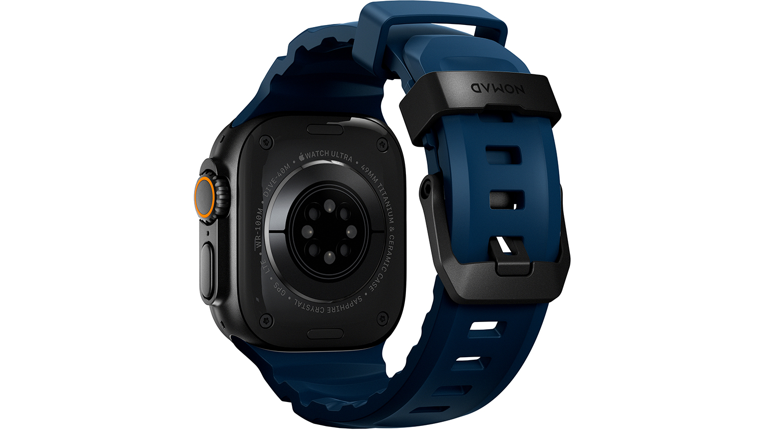 Zadná strana remienka Nomad Rocky Point Band Black/Atlantic pre AW 49/46/45/44/42mm