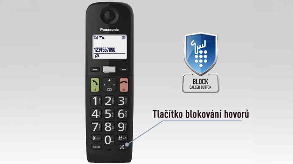 Tlač&iacute;tko blokov&aacute;n&iacute; hovorů digit&aacute;ln&iacute;ho bezdr&aacute;tov&eacute;ho telefonu Panasonic KX-TGU110FX_03