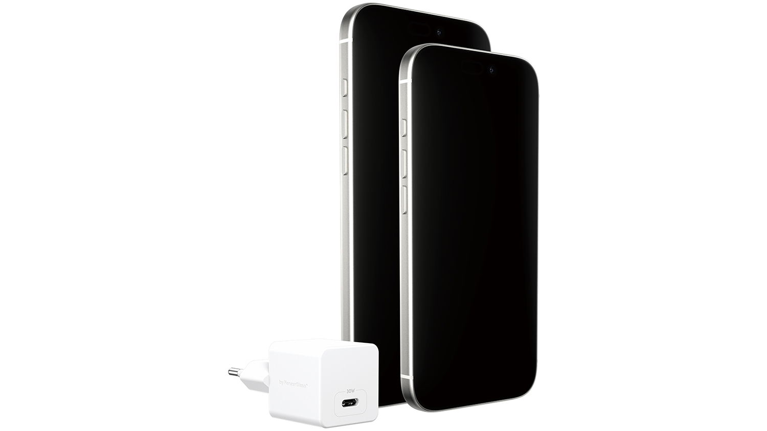 Napájací adaptér PanzerGlass Turbo USB-C vedľa mobilného telefónu