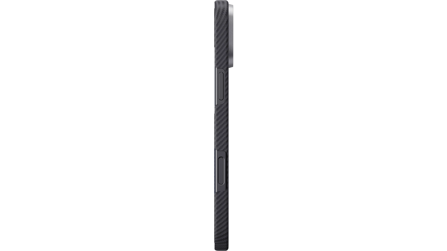 Kryt na mobil Pitaka MagEZ 600D iPhone 16 Plus Black/Grey Twill zobrazuj&iacute;c&iacute; stranu krytu