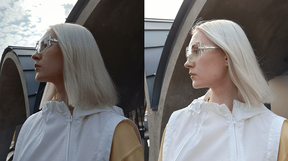 dvě verze portrétu blond dívky