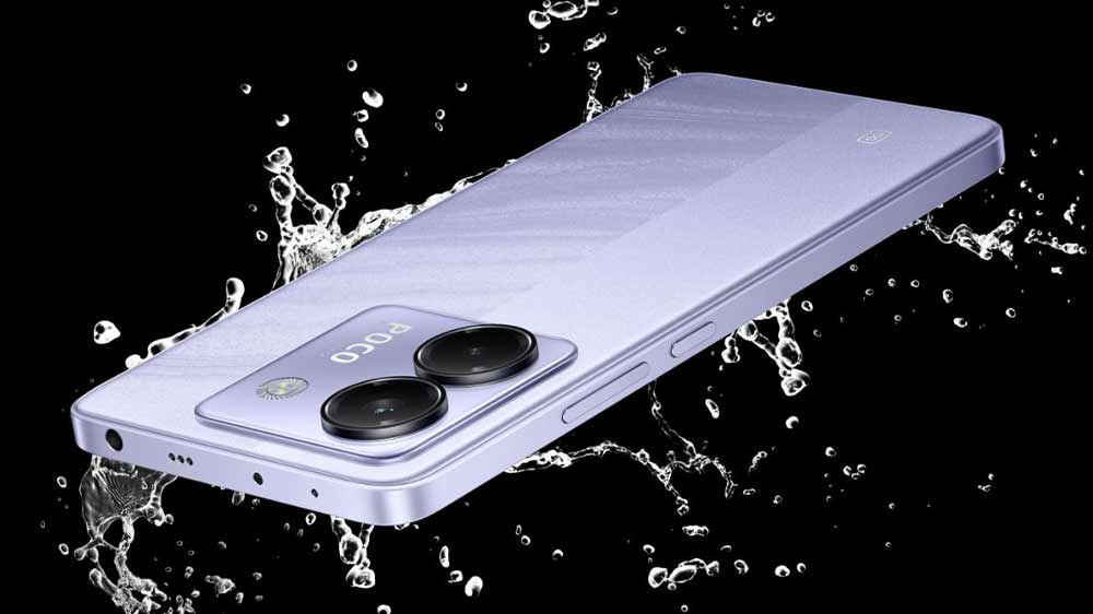 Mobiln&iacute; telefon Poco M7 Pro mezi kapkami vody_05