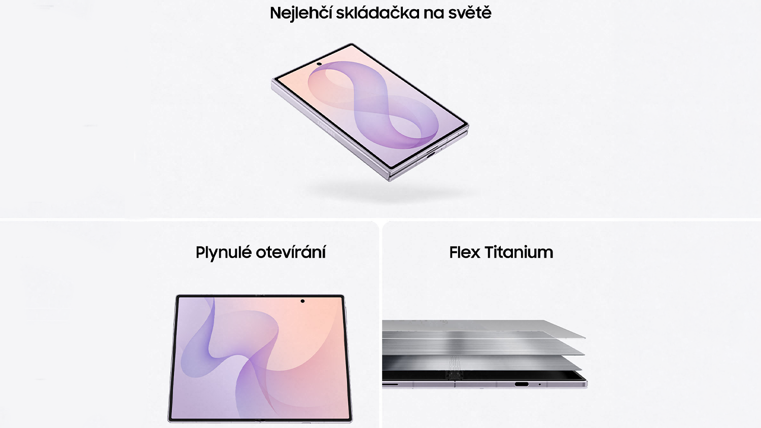 3 fotky telefonu Samsung Galaxy Z Fold8 5G