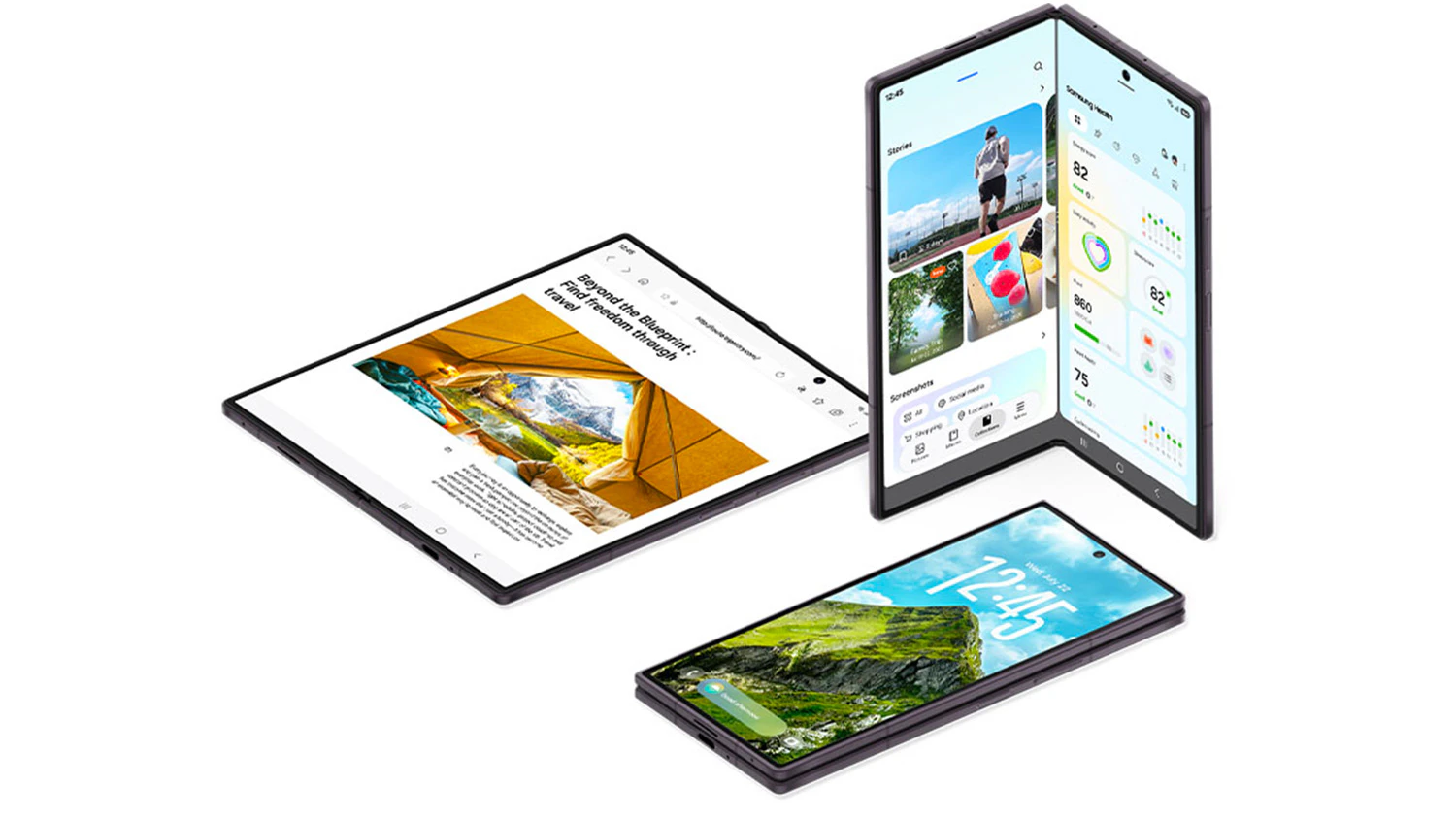 Tři možnosti rozložen&iacute; telefonu Samsung Galaxy Z Fold8 Ultra 5G