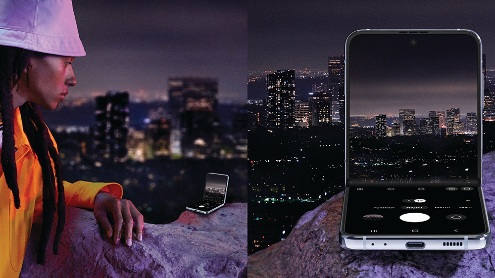 Smartphone Samsung Galaxy Z Flip4 SM-F721 – v jasném světle noční fotografie