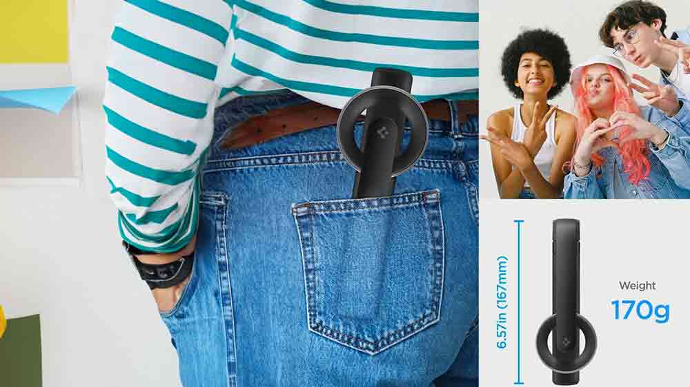 Selfie tyč Spigen MagSafe Tripod Selfie Stick S571W a znázornění hmotnosti 170 g_03