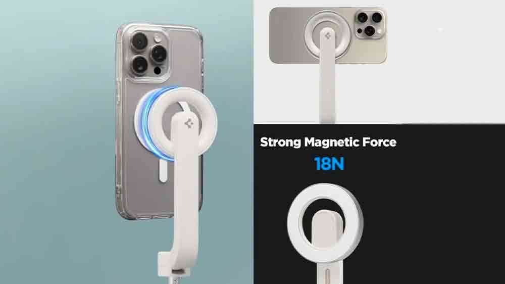 Selfie tyč Spigen MagSafe Tripod Selfie Stick Beige se znázorněním hmotnosti 170 g_03