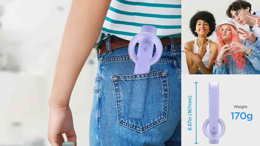 Selfie tyč Spigen MagSafe Tripod Selfie Stick Lavender se znázorněním hmotnosti_03