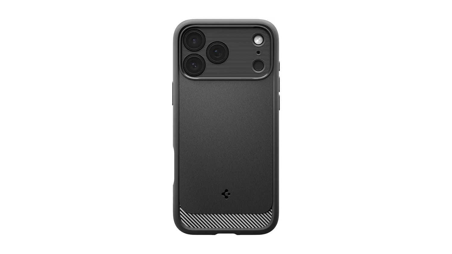 Kryt na mobil Spigen Rugged Armor pre iPhone 17 Pro čierny zadn&yacute; pohľad