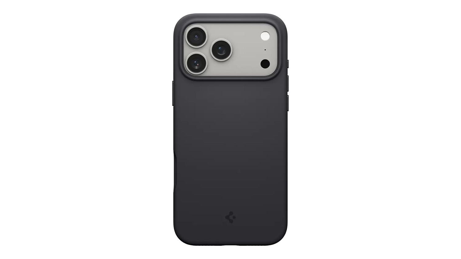 Kryt na mobil Spigen Silicone Fit pro iPhone 17 Pro Max black zadn&iacute; pohled