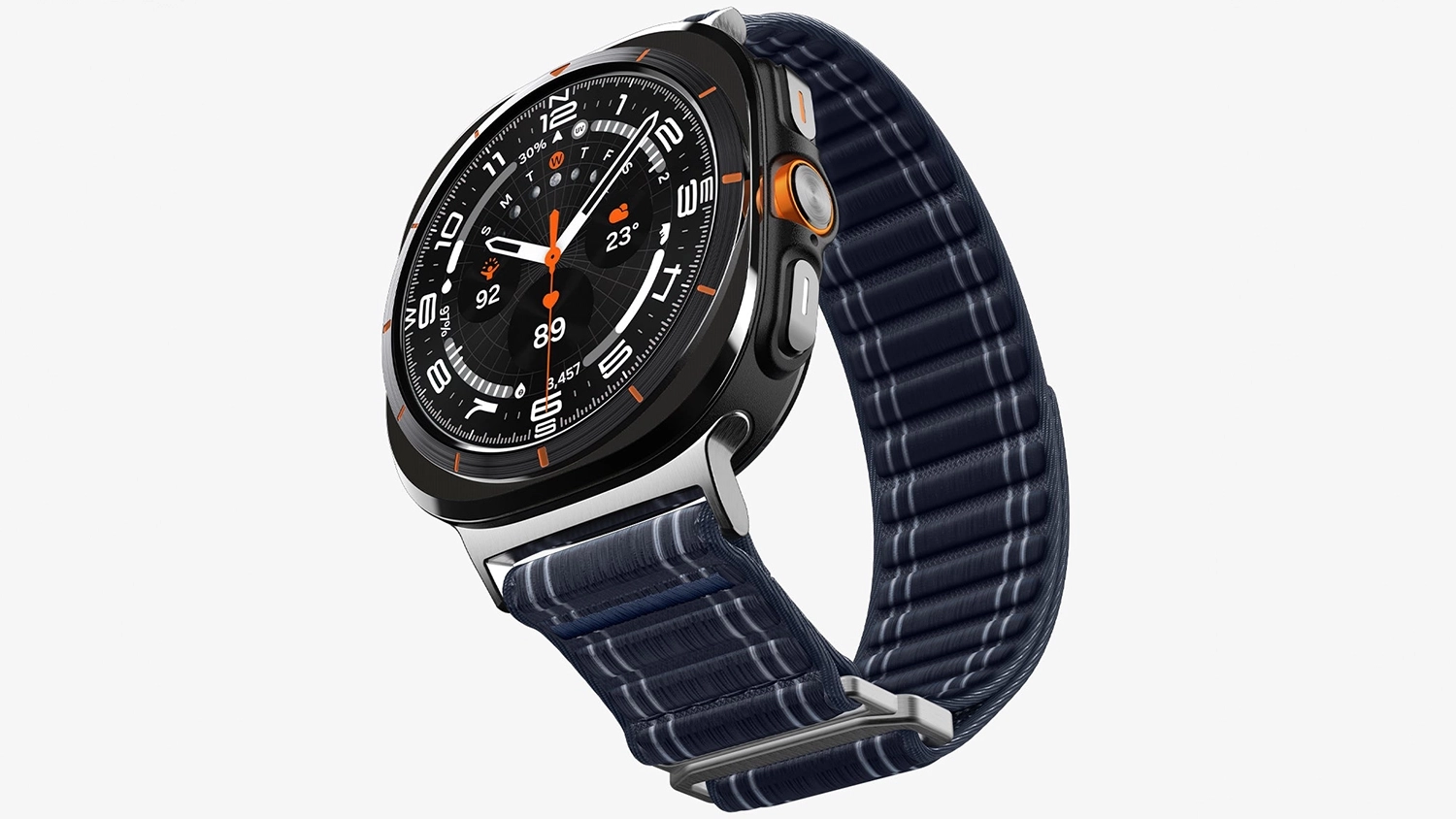 Řem&iacute;nek na hodinky Spigen Fabric Band Navy Samsung Galaxy Watch Ultra nasazen&yacute; na hodink&aacute;ch