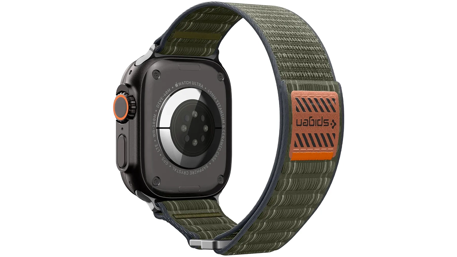 Řemínek na hodinky Spigen Fabric Band Green Apple Watch zadní pohled