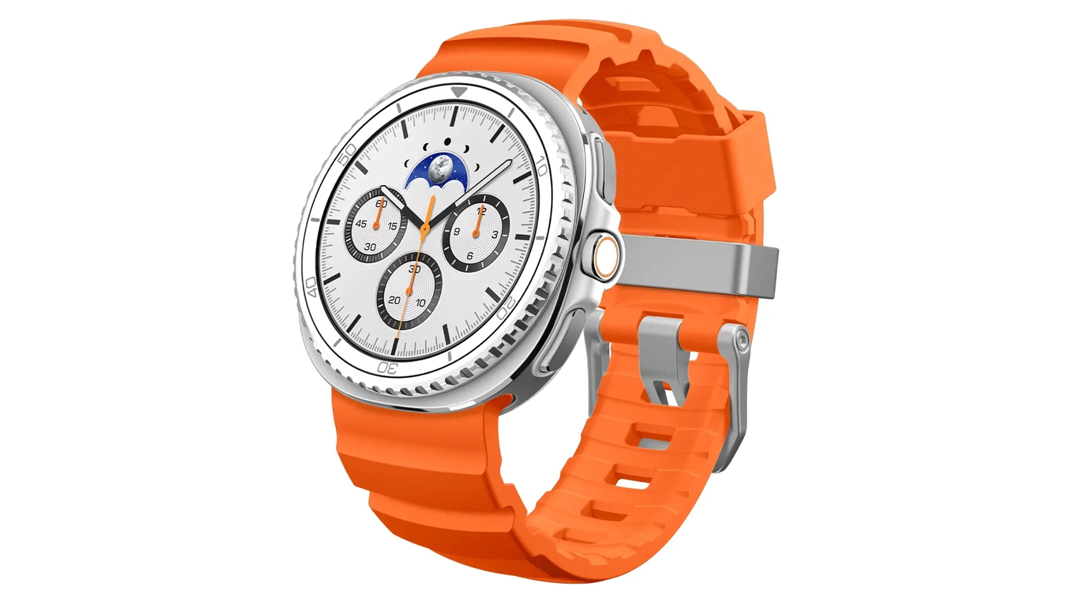 Řemínek na hodinky Spigen Silicone Band Orange pro Samsung Galaxy Watch 8 boční pohled