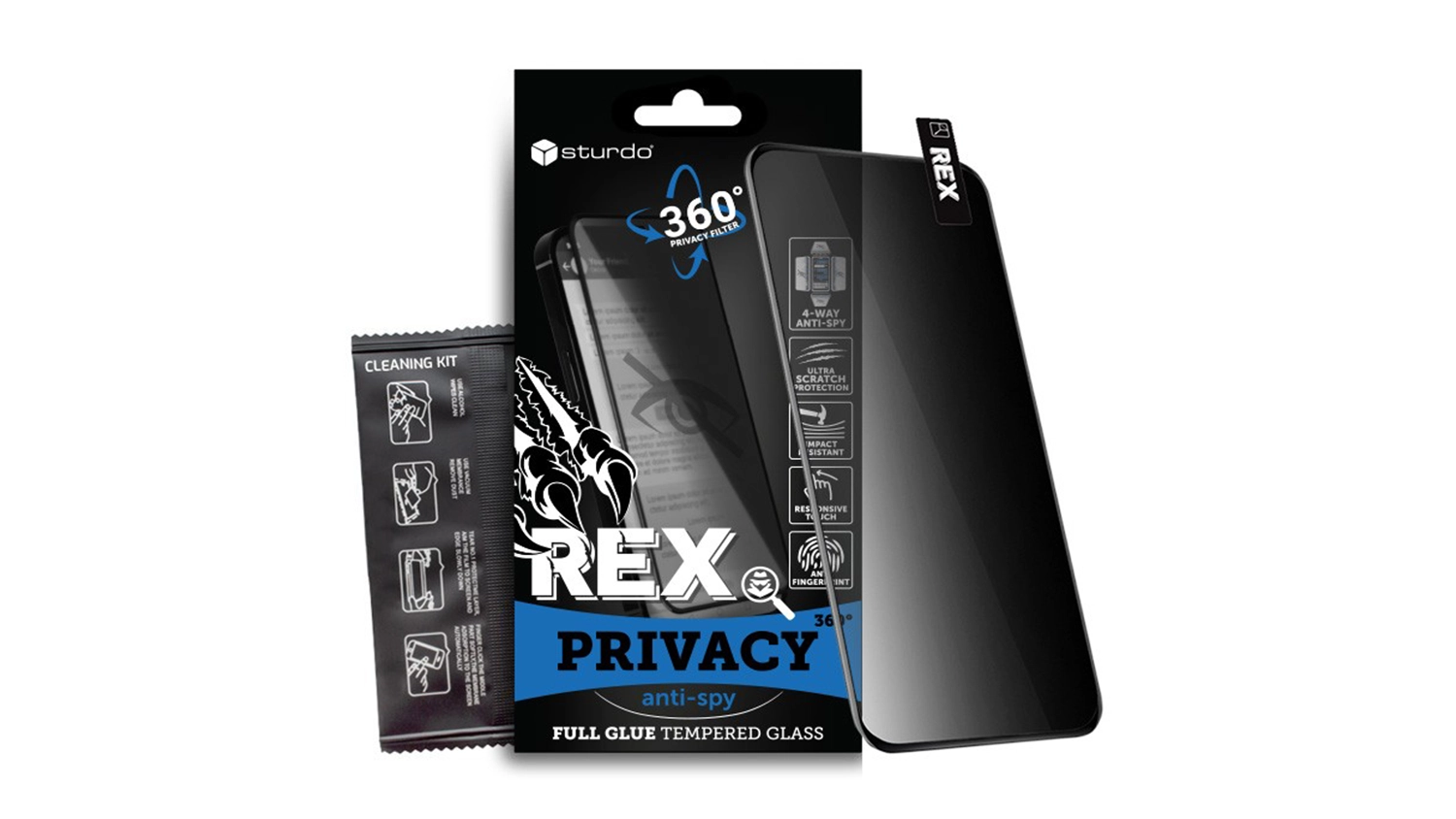 Balenie ochranného skla Sturdo REX 360 PRIVACY FG pre iPhone 18 Pro