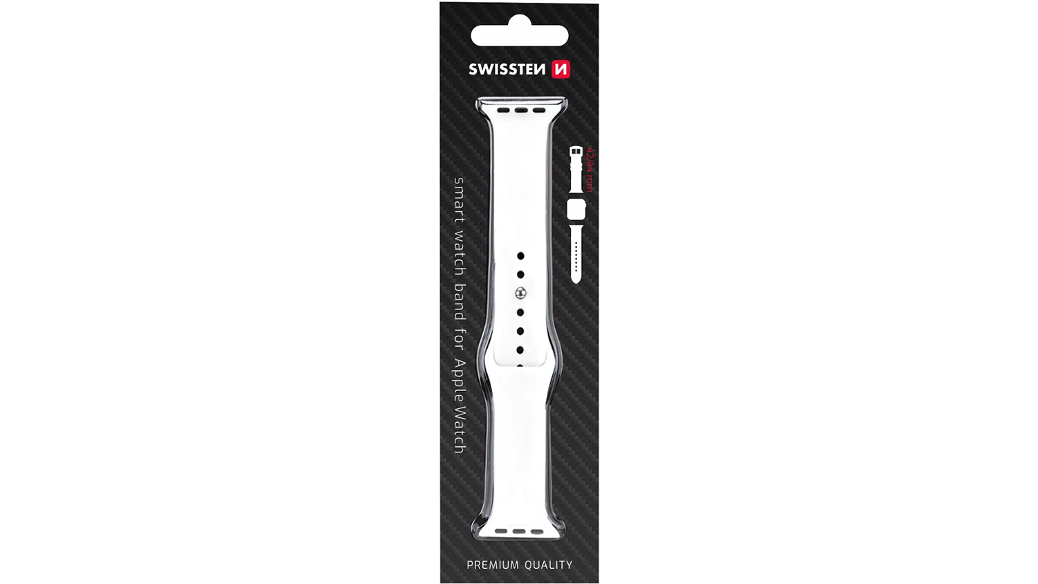 N&aacute;hradn&iacute; řem&iacute;nek Apple Watch Swissten silikonov&yacute; 42&ndash;44 mm, b&iacute;l&yacute;