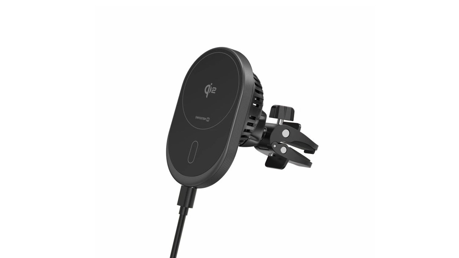 Nabíječka do auta SWISSTEN MagRide Qi2 15W boční pohled
