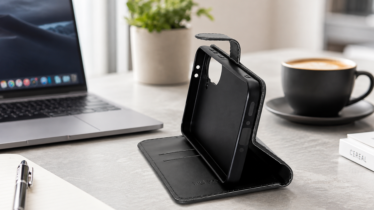 Kryt na mobil Tactical Field Notes Samsung Galaxy A57 v poloze stoj&aacute;nku