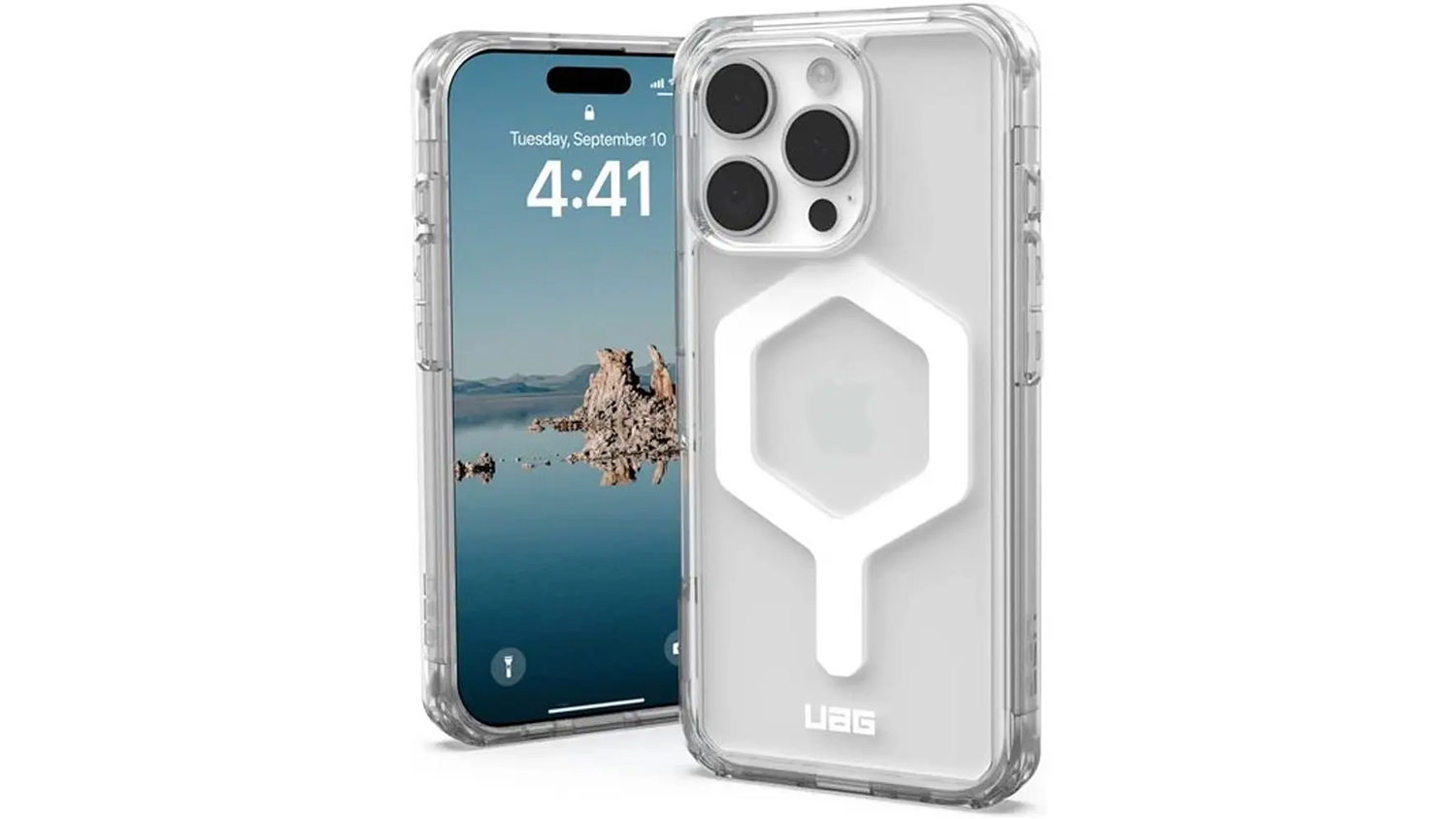 Kryt na mobil UAG Plyo Magsafe iPhone 16 Pro White přední a zadní strana