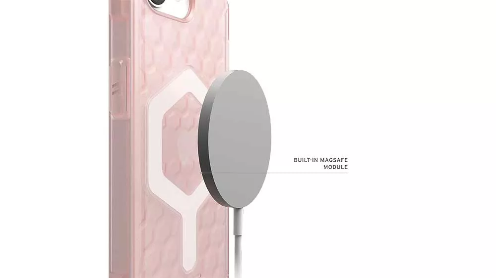 Kryt na mobil UAG Essential Armor Magsafe iPhone 16e Rose s bezdr&aacute;tov&yacute;m nab&iacute;jen&iacute;m_03