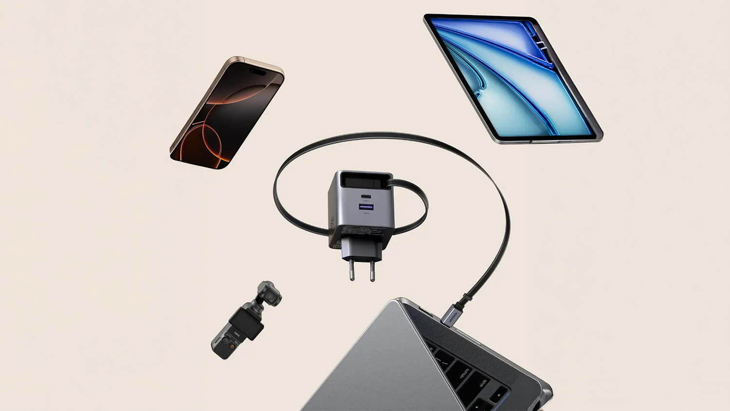 Široká kompatibilita nabíječky UGREEN 65W GaN USB-C/USB-A