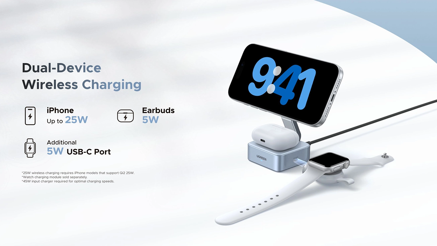 iPhone a AirPods na nabíječce Ugreen