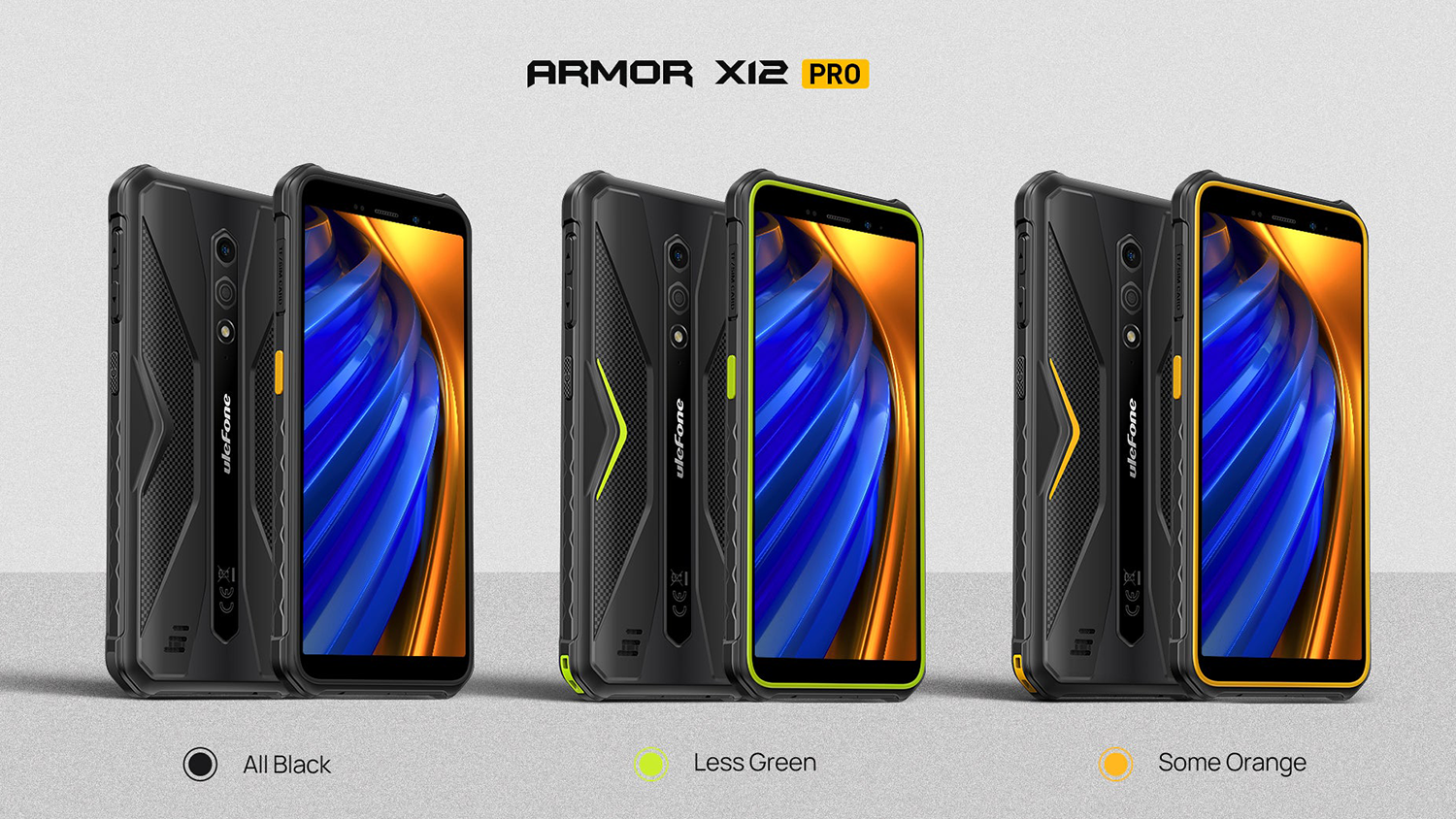 Tri farebn&eacute; vari&aacute;cie mobiln&eacute;ho telef&oacute;nu Ulefone Armor X12 PRO 8/64GB ALL