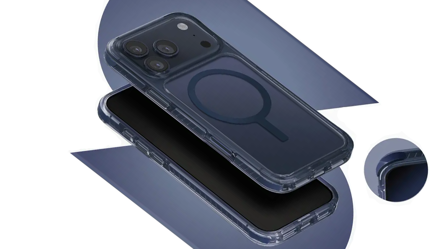 Kryt na mobil Uniq Combat iPhone 17 Pro Max Navy blue detail tř&iacute;vrst&eacute; ochrany