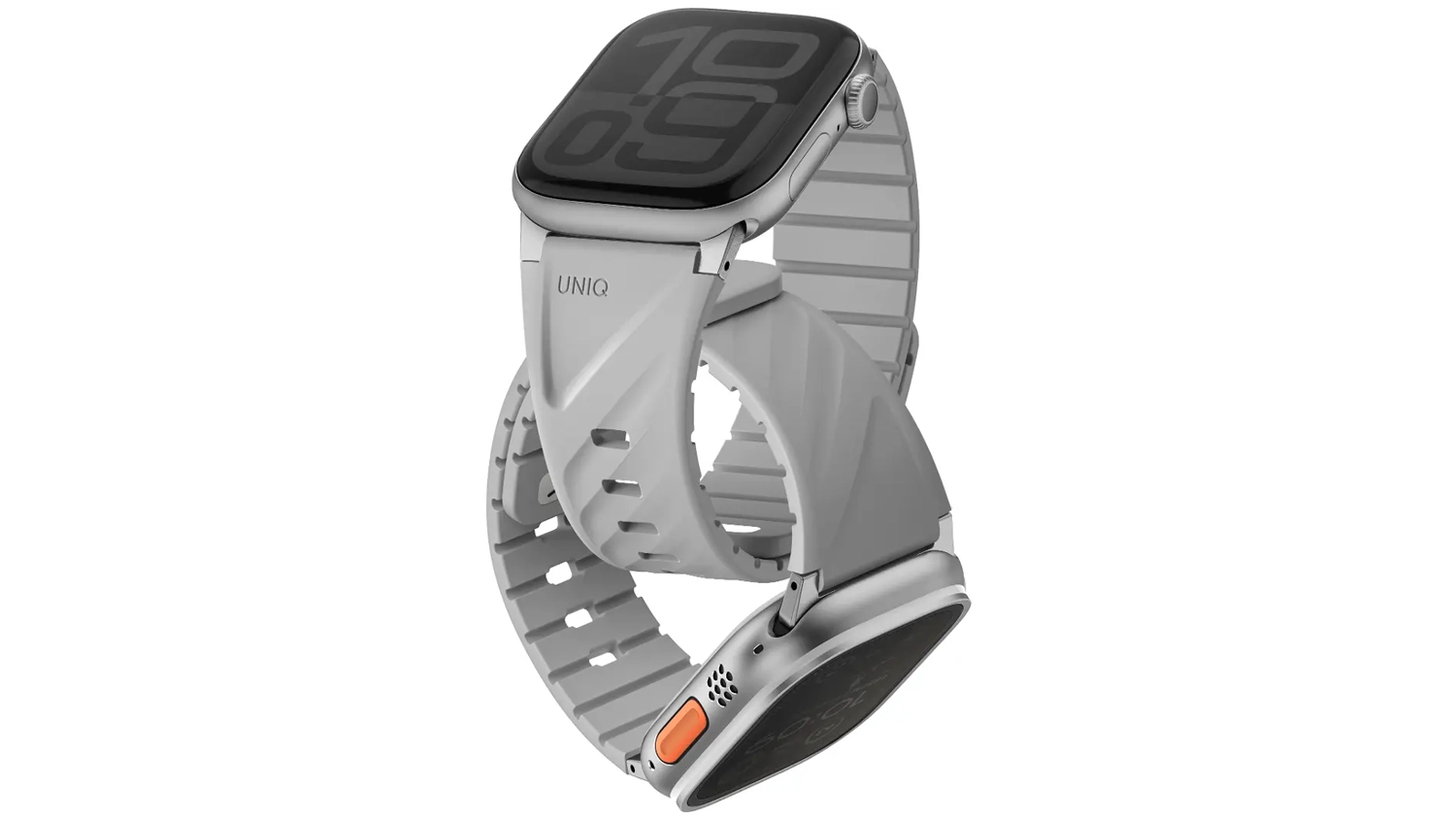 Řem&iacute;nek UNIQ Fluo magnetic pro Apple Watch 40-49mm Mist grey