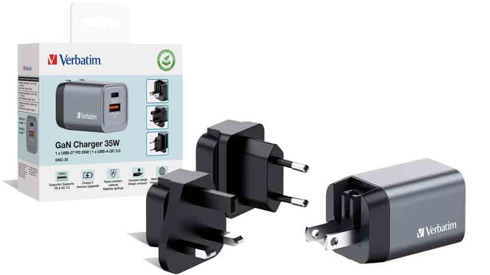 Cestovní adaptér Verbatim GNC-35 GaN se zástrčkami_02