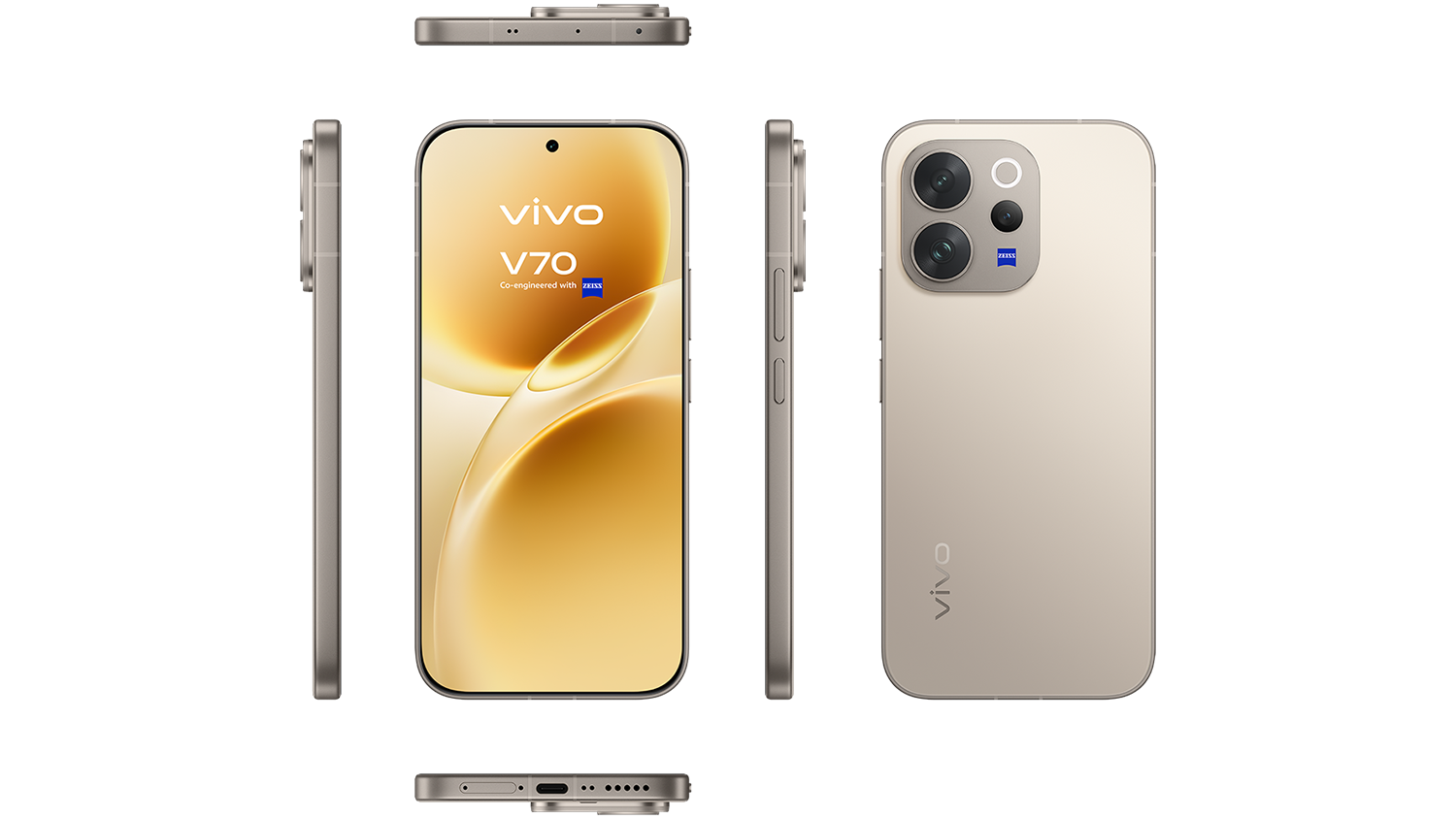 Různé pohledy na telefon Vivo V70