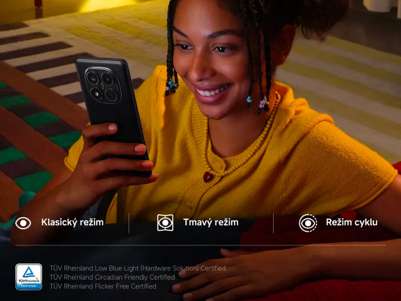 Displej telefonu Redmi Note 14 Pro+ 5G je navržen tak, aby chránil vaše oči.