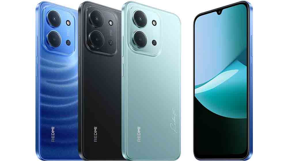 Zadní strana martphonu Xiaomi Redmi 15C 4/128 ve třech barevných variacích a jeden zepředu _05