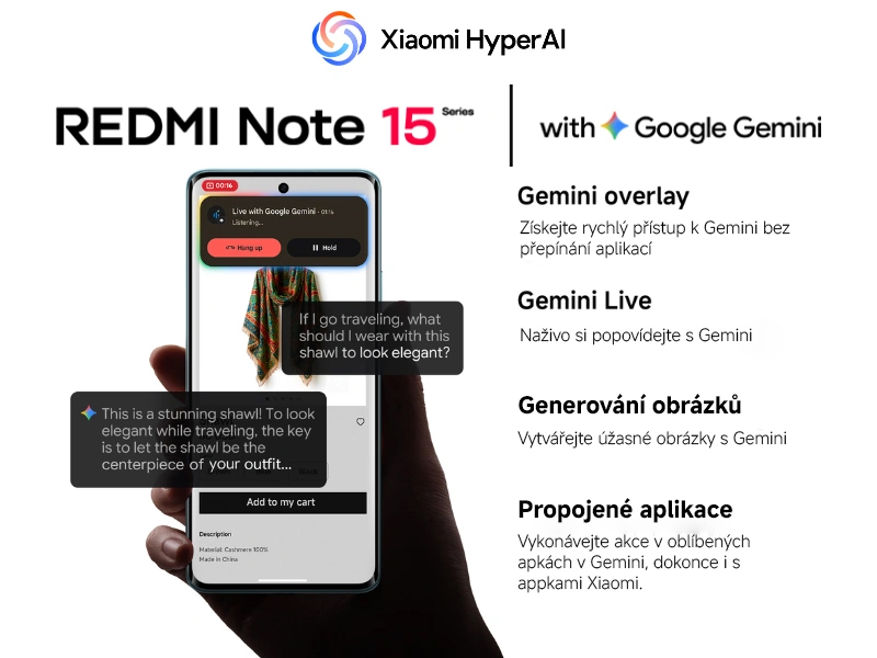 Google Gemini v smartf&oacute;ne Redmi Note 15 Pro v&aacute;m ochotne pod&aacute; pomocn&uacute; ruku pri p&iacute;san&iacute;, brainstormingu, učen&iacute; alebo in&yacute;ch kreat&iacute;vnych činnostiach.