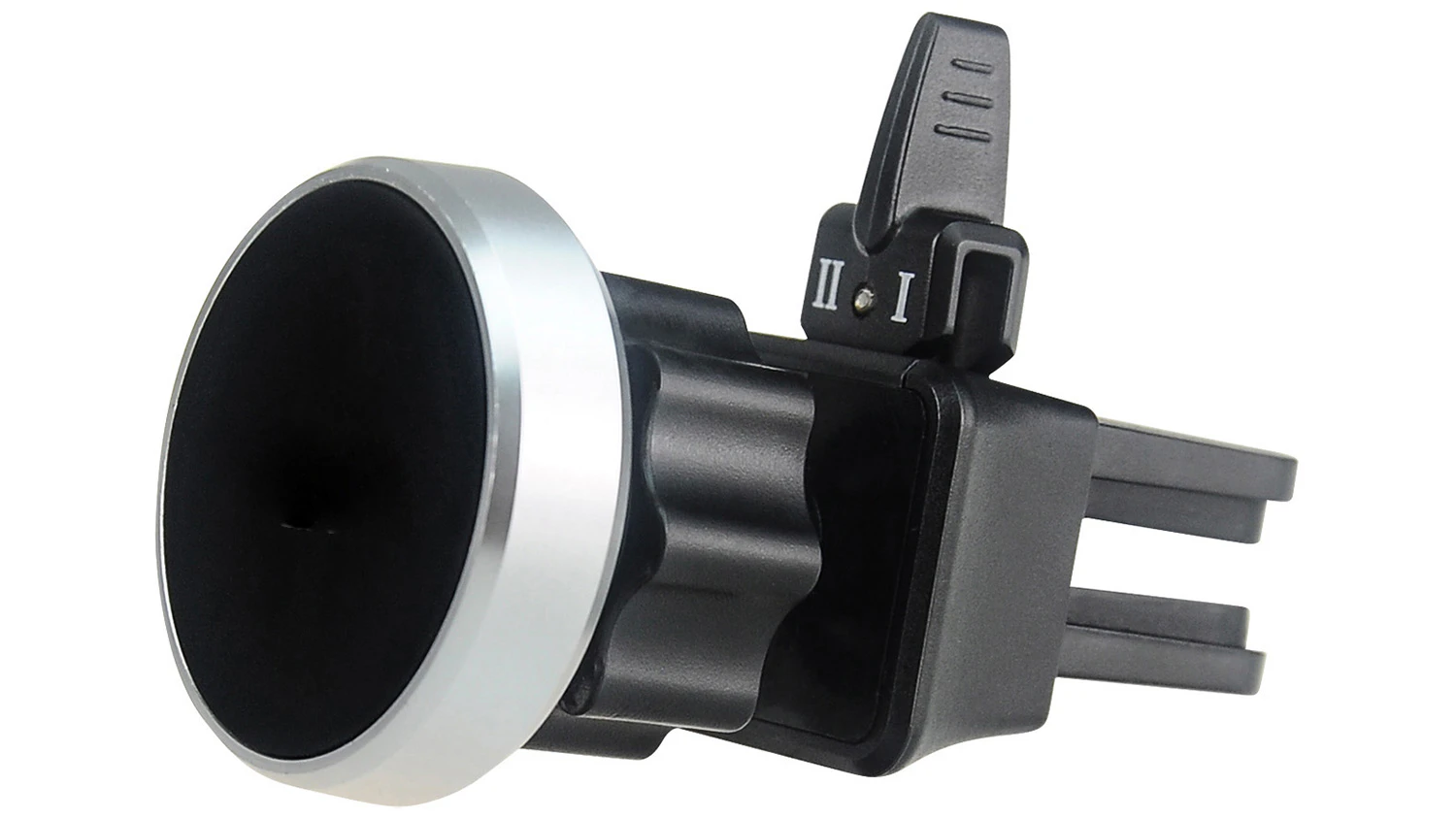Drž&aacute;k na mobil na ventilaci Yenkee YSM 501MG na b&iacute;l&eacute;m pozad&iacute; zobrazuj&iacute;c&iacute; celkov&yacute; design produktu.