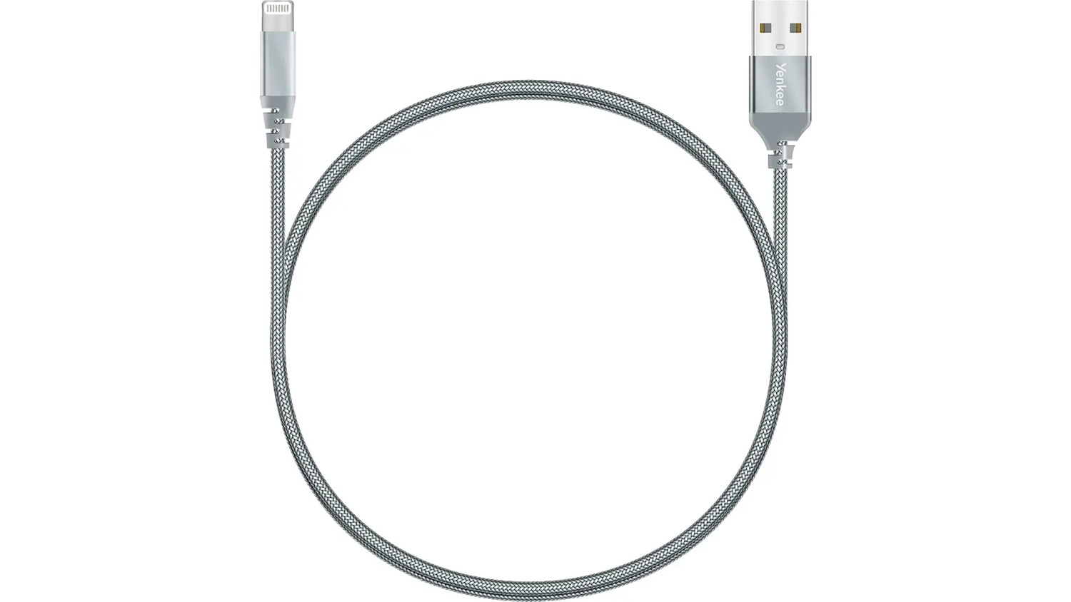 Lightning kabel Yenkee YCU 611 SR silver demon&scaron;truj&uacute;ci textiln&eacute; opletenie a zosilnen&eacute; spoje konektorov