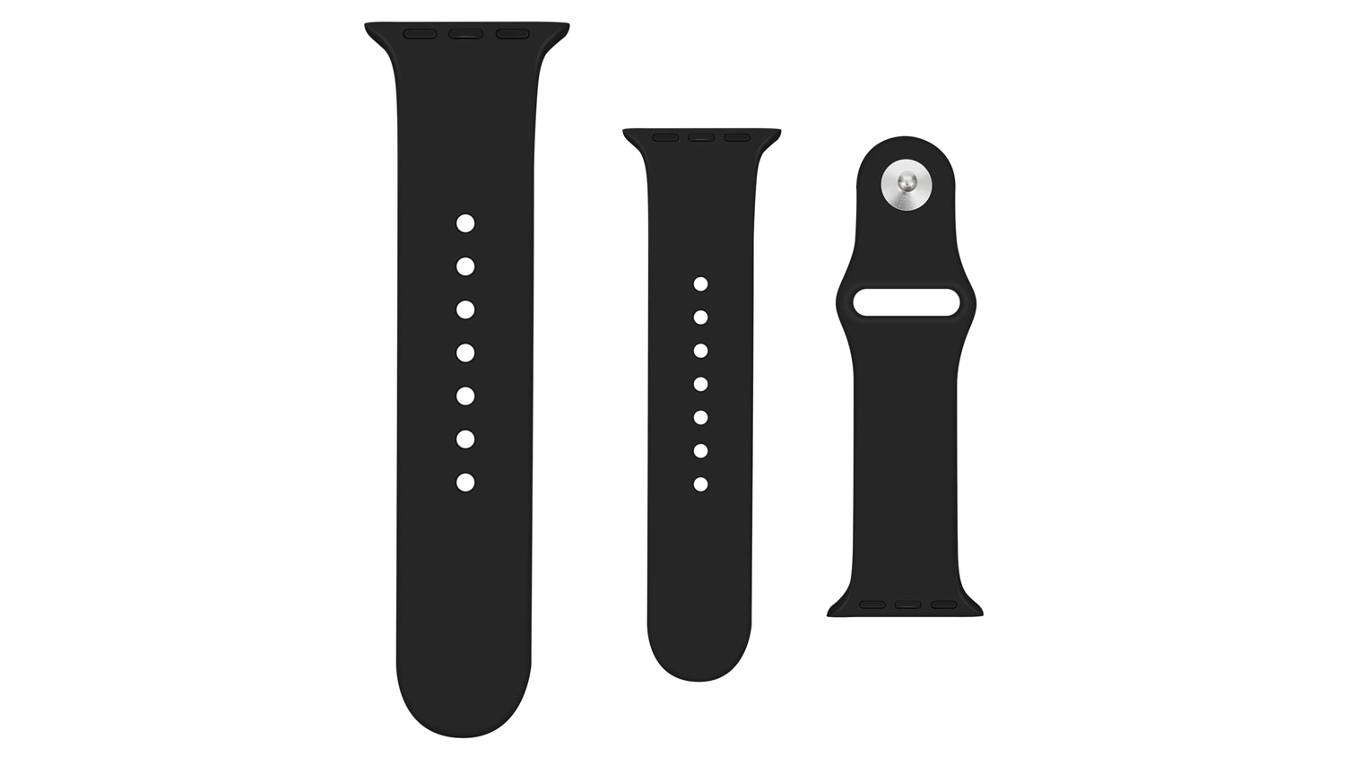 Řem&iacute;nek pro Apple Watch Yenkee YWB 020 AW 42-45mm čern&yacute; na b&iacute;l&eacute;m pozad&iacute; zobrazuj&iacute;c&iacute; celkov&yacute; design