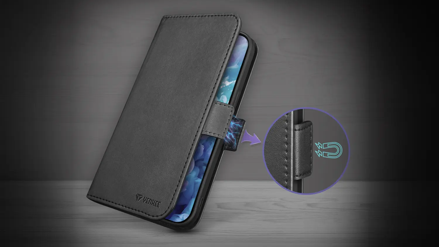 Kryt na mobilný telefón Xiaomi REDMI Note 15 z čiernej syntetickej kože