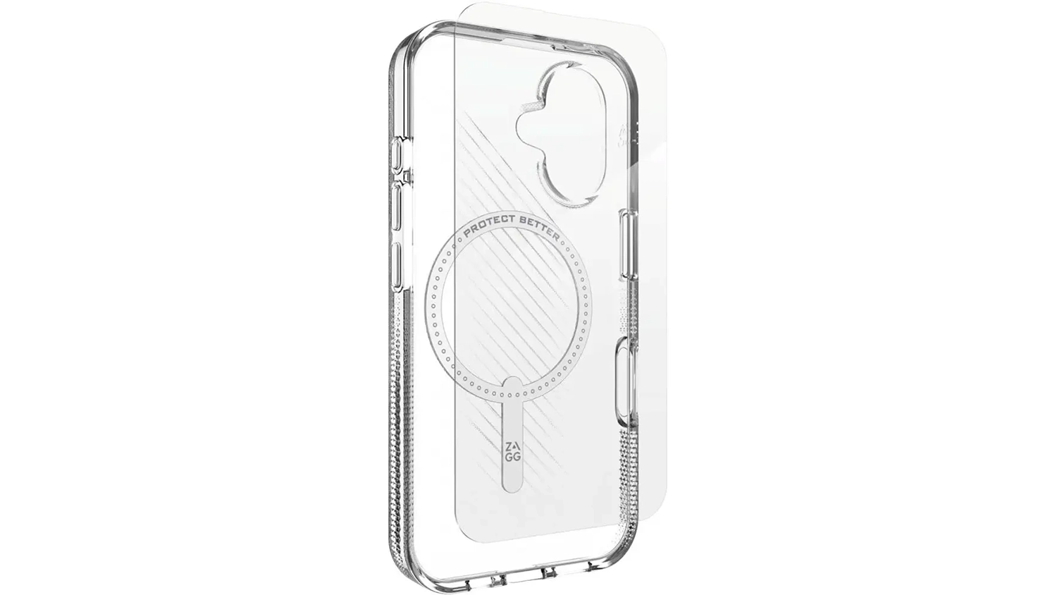 Kryt na mobil a f&oacute;lie Zagg Bundle Luxe SNAP PCR IS GL 360 iPhone 16 Plus Clear předn&iacute; pohled