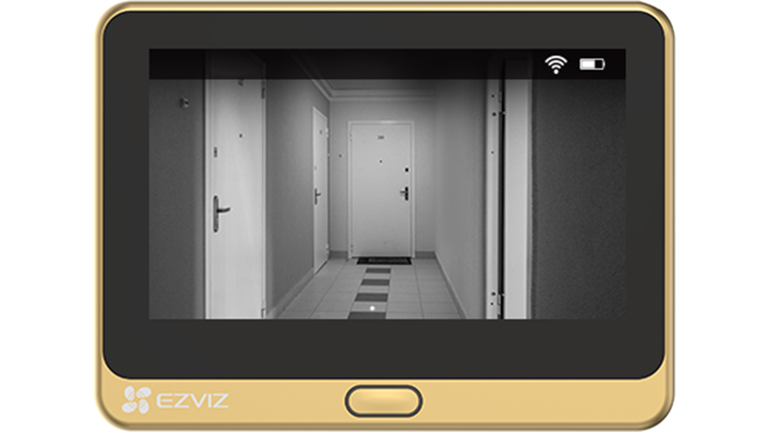 Znázornění výhledu z chytrého dveřního videotelefonu EZVIZ DP2C