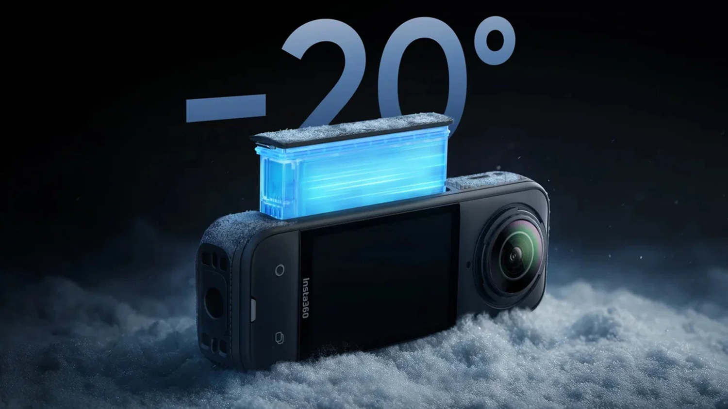 Vizualiz&aacute;cia odolnosti proti mrazu akumul&aacute;tora Insta360 X5